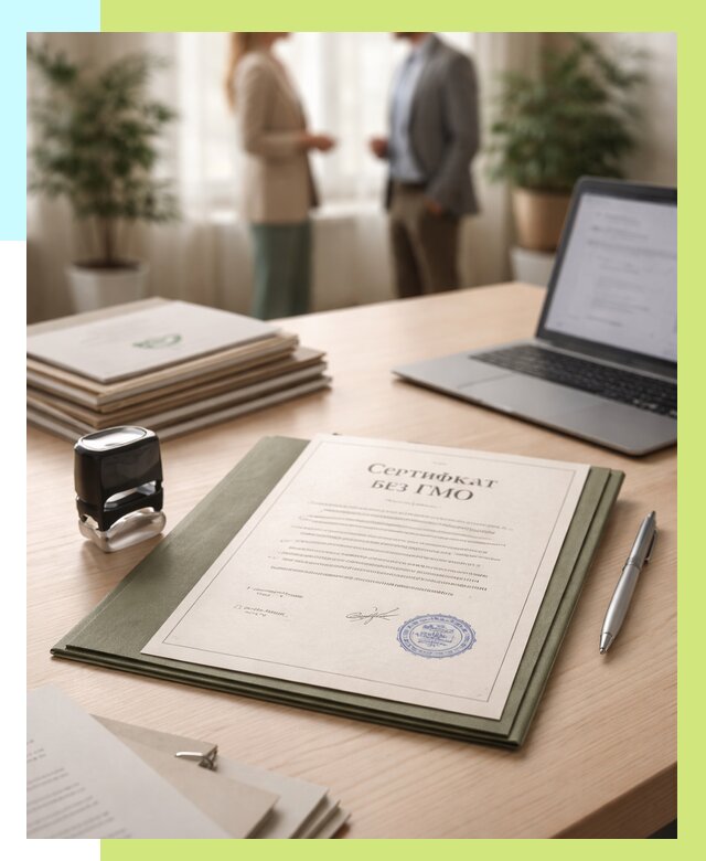 Сертификат без ГМО в Нягани от 7640 р. оформить срочно Алешин-Нга